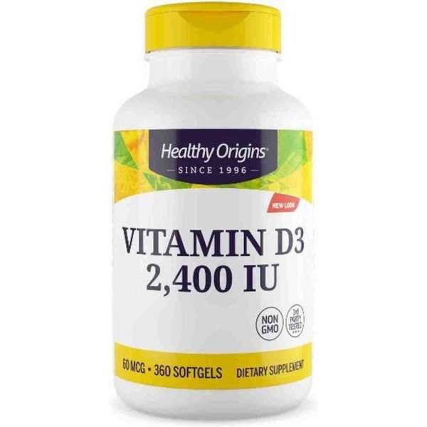 Healthy Origins, Vitamin D3, 2.400IU, 360 Weichkapseln