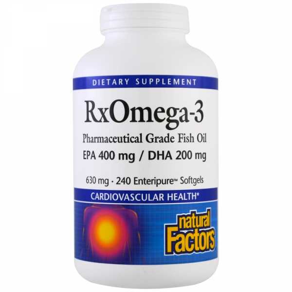 Natural Factors, Rx Omega-3 Factors, EPA 400mg / DHA 200 mg, 240 Weichkapseln