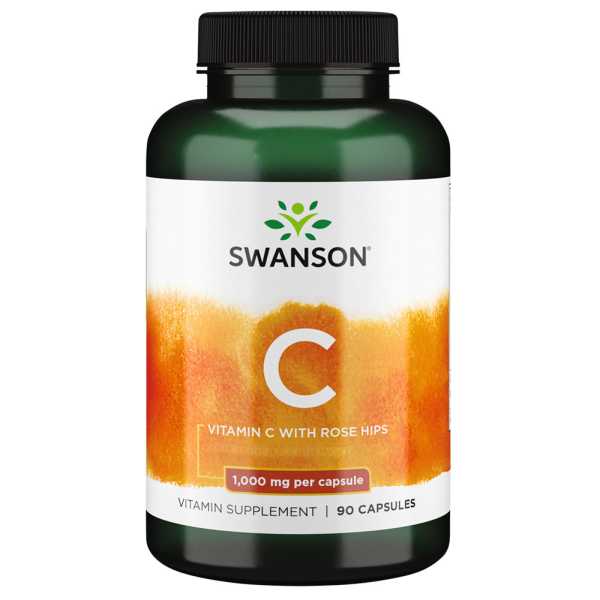 Swanson, C-1000 - Vitamin C with Rose Hips, 1,000 mg, 90 Kapseln