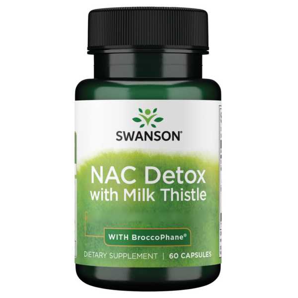 Swanson, NAC Detox, Depot, with Milk Thistle-With Broccophane, 60 Kapseln