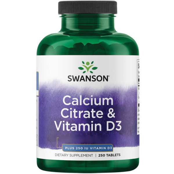 Swanson, Calciumcitrat + Vitamin D, 250 Tabletten