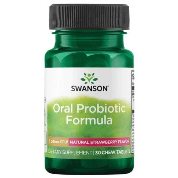 Swanson, Oral Probiotic Formula, natürliches Erdbeeraroma, 3 billion CFU, 30 Kautabletten