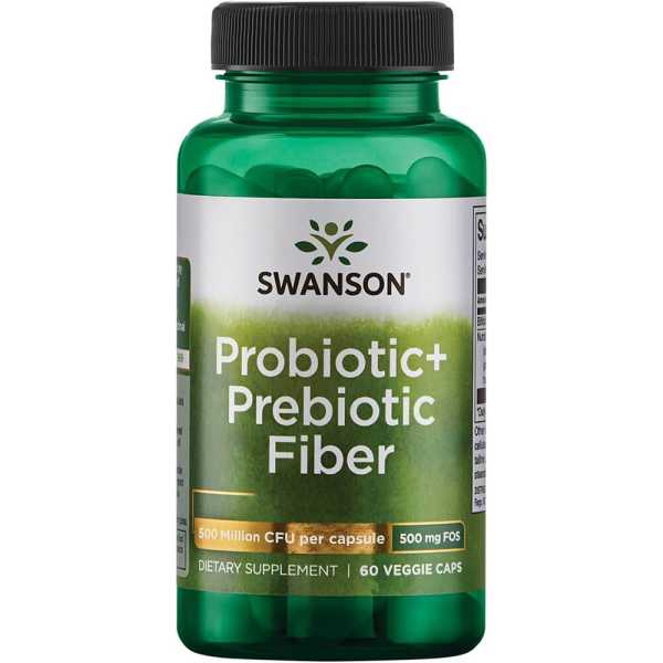 Swanson, Probiotic + Prebiotic Fiber, 500 Million CFU, 60 Kapseln