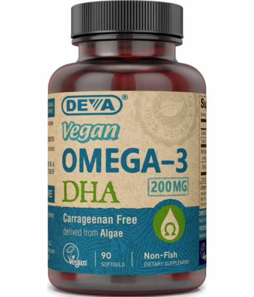 Deva, Veganes Omega-3 DHA (Alge), 200mg, 90 Veg. Weichkapseln