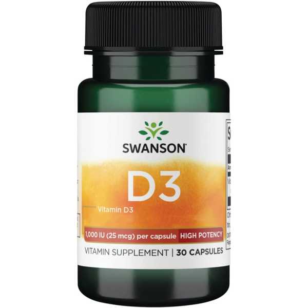 Swanson, Vitamin D3, 1,000IU, 30 Kapseln