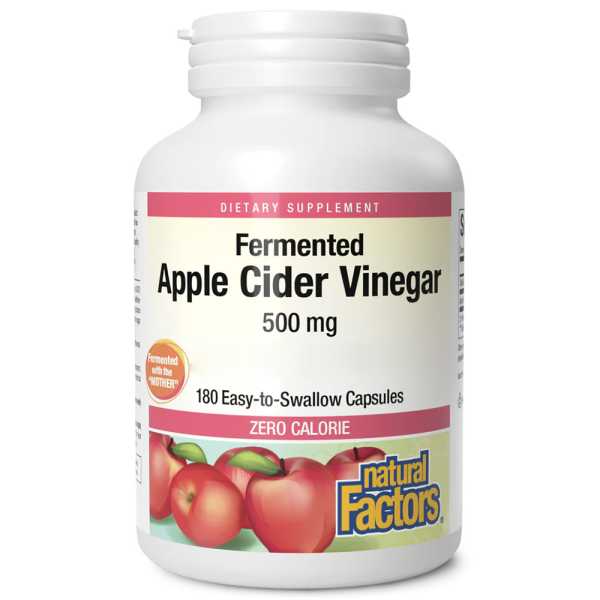 Natural Factors, Apple Cider Vinegar, Apfelessig, 500mg, 180 Kapseln