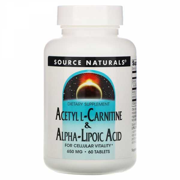 Source Naturals, Acetyl-L-Carnitin & Alpha-Liponsäure, 650mg, 60 Veg. Tabletten