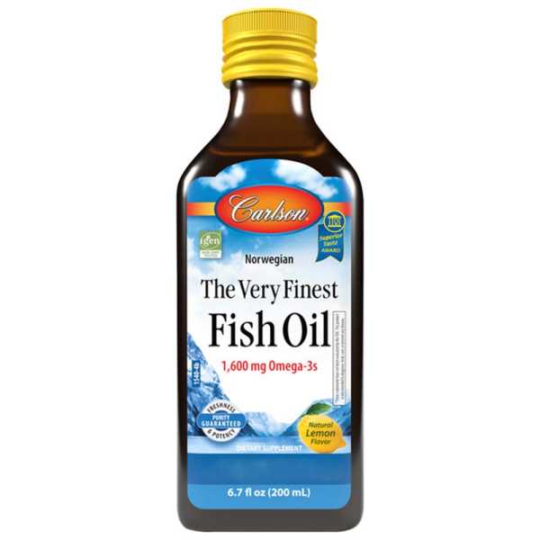 Carlson Labs, The Very Finest Fish Oil, Zitronengeschmack, 1600mg, 200ml