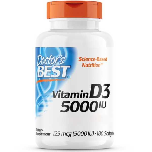 Doctor's Best, Vitamin D3 Depot, 5000 I.E, 180 Weichkapseln