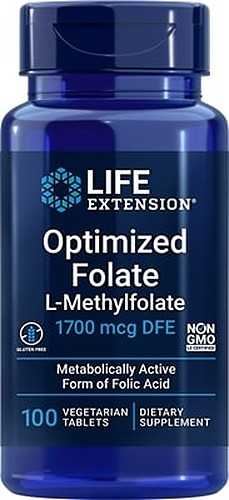 Life Extension, Optimized Folate (Folsäure als L-Methylfolat), 1700mcg, 100 Veg. Tabletten