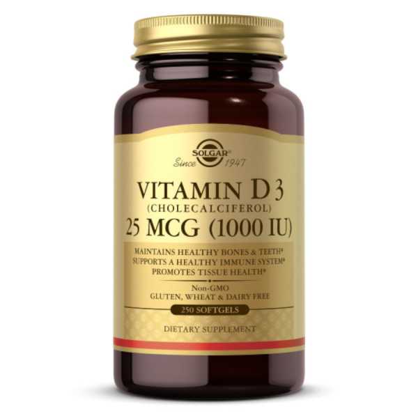 Solgar, Vitamin D3, 1000 IU, 250 Weichkapseln