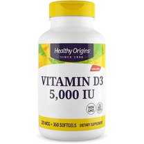 Healthy Origins, Vitamin D3, 5,000 IU, 360 Weichkapseln