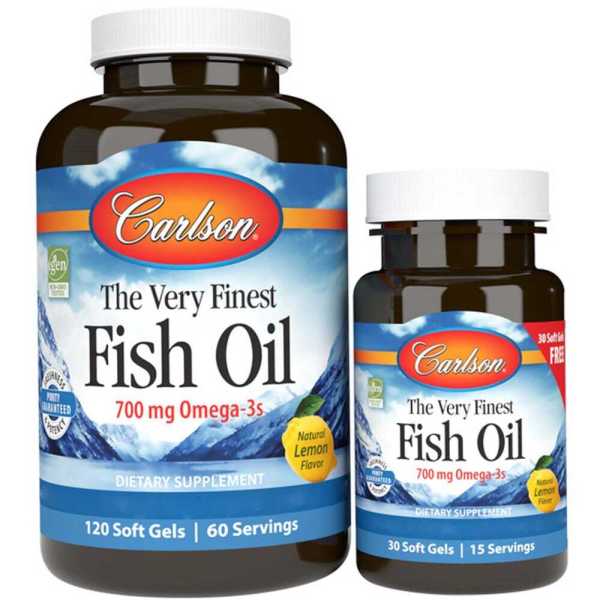 Carlson Labs, The Very Finest Fish Oil, 700mg, 120+30 Kapseln