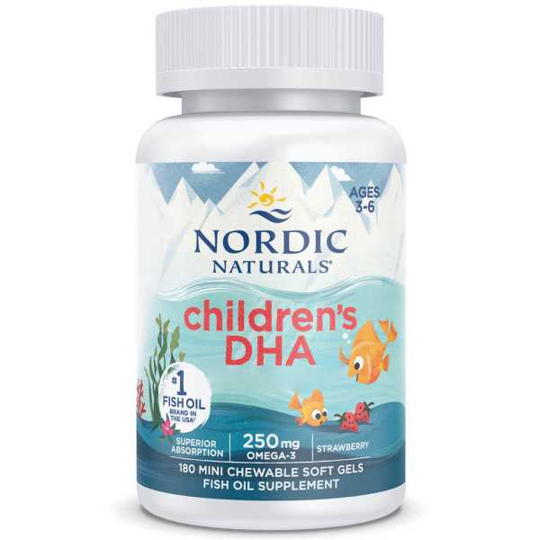 Nordic Naturals, Children's DHA, 250 mg Omega-3, Erdbeere, 180 Mini-Weichkapseln