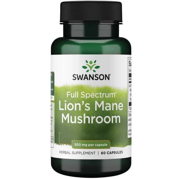 Swanson, Lion's Mane Mushroom, 500mg, 60 Kapseln