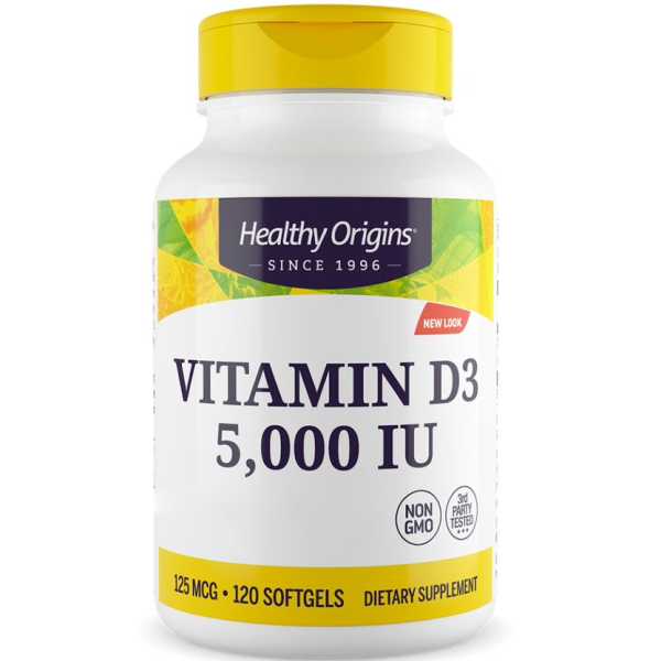 Healthy Origins, Vitamin D3, Depot, 5,000 IU, 120 Weichkapseln