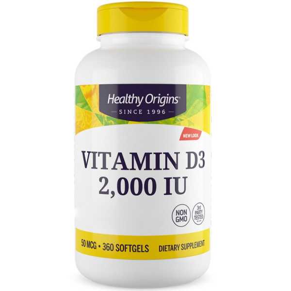 Healthy Origins, Vitamin D3, 2,000 IU, 360 Weichkapseln | MHD 11/24