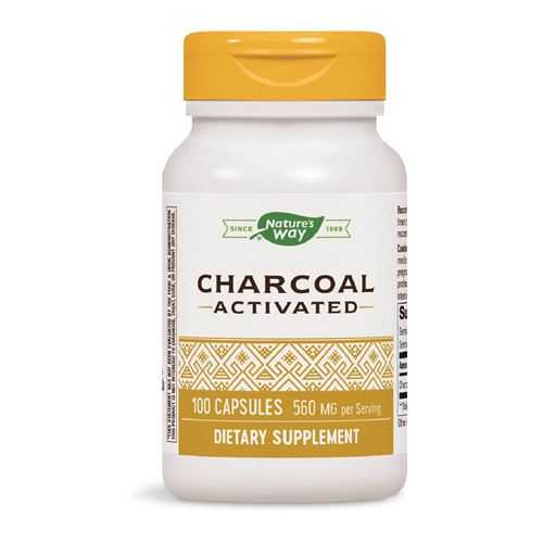 Nature's Way, Activated Charcoal, 280mg, 100 Kapseln - Gelb