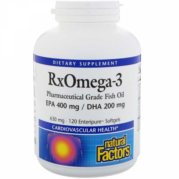 Natural Factors, Rx Omega-3 Factors, EPA 400mg / DHA 200 mg, 120 Weichkapseln