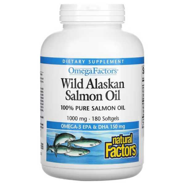 Natural Factors, Wild Alaskan Salmon Oil, 1.000mg, 180 Weichkapseln