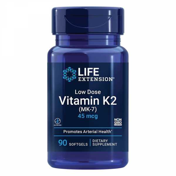 Life Extension, Low-Dose Vitamin K2 (MK-7), 45mcg, 90 Weichkapseln