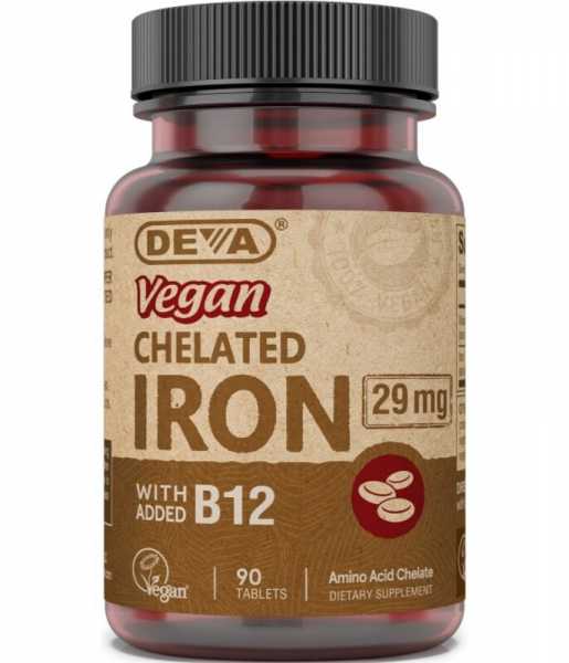 Deva, Vegan Chelated Iron 29 mg mit B12, 90 Tabletten