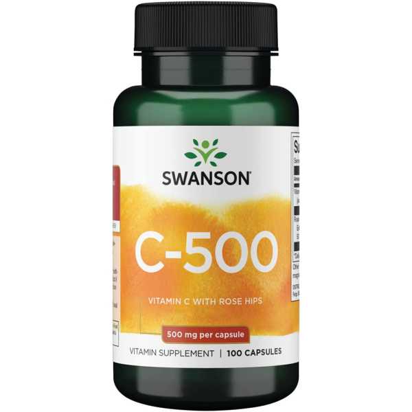 Swanson, C-500 - Vitamin C with Rose Hips, 500mg, 100 Kapseln