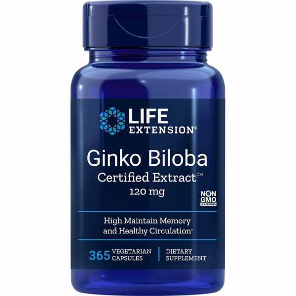 Life Extension, Ginkgo Biloba, zertifiziertes Extrakt, 120mg, 365 Veg. Kapseln