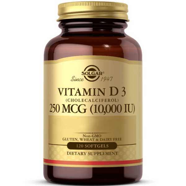 Solgar, Vitamin D3, 10000 IU, Depot, 120 Weichkapseln