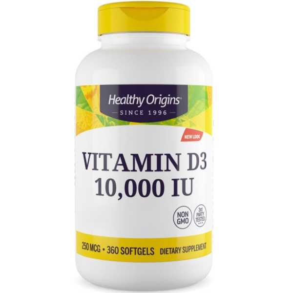 Healthy Origins, Vitamin D3, Depot, 10.000 IE, 360 Weichkapseln