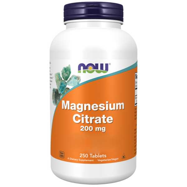 Now Foods, Magnesium Citrate, 200mg, 250 vegane Tabletten