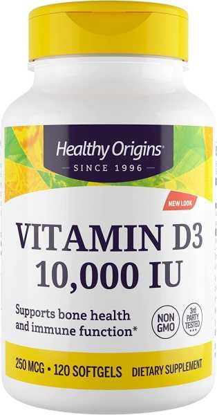 Healthy Origins, Vitamin D3, Depot, 10,000 IU, 120 Weichkapseln