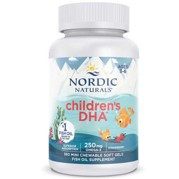 Nordic Naturals, Children's DHA, Erdbeergeschmack, 250mg, 360 Mini-Weichkapseln