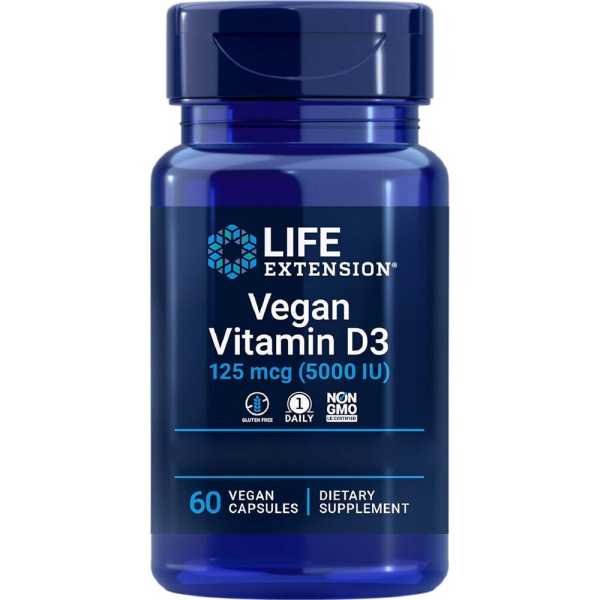 Life Extension, Vegan Vitamin D3, Depot, 5000 IU, 60 Kapseln