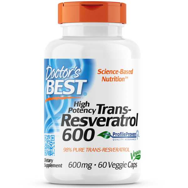 Doctor's Best, Trans-Resveratrol, 600mg, 60 Veg. Kapseln