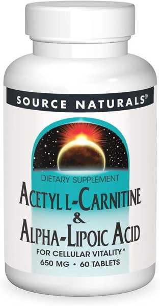 Source Naturals, Acetyl-L-Carnitin & Alpha-Liponsäure, 650mg, 60 Veg. Tabletten