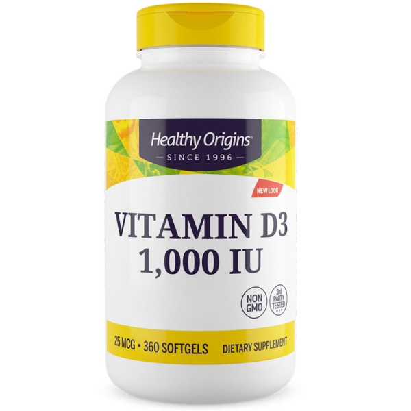 Healthy Origins, Vitamin D3, 1000 IU, 360 Weichkapseln