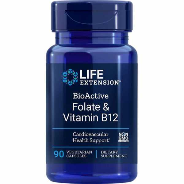 Life Extension BioActive Folate & Vitamin B12, 90 Veg. Kapseln